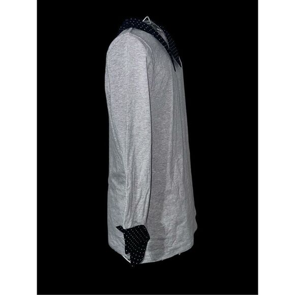 Beautiful Garnet Hill Knit Top Gray Polka Dot Collar 3/4 Long Sleeve SIZE medium - Picture 6 of 9